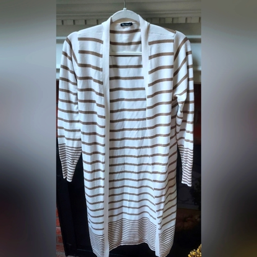 Brown and white striped sweater